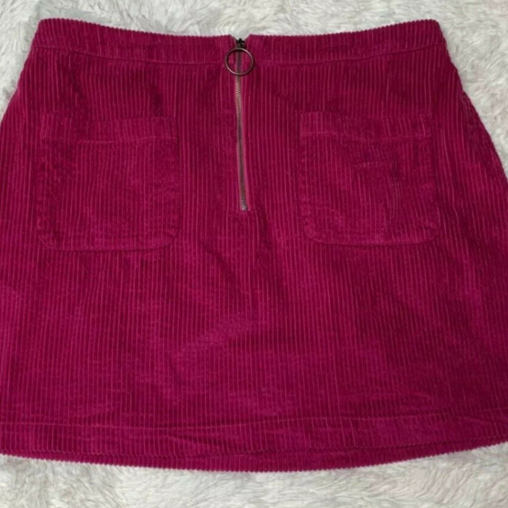 Wild Fable Womens Corduroy Mini Skirt Front Zip L
